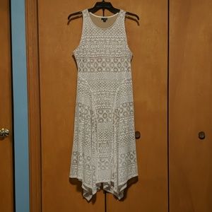 White and tan geometric sundress